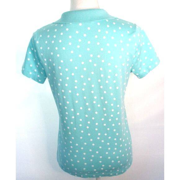 Lands End Women's Short Sleeve Green Polka Dot Polo Shirt Size Small ( 6-8 ) - Picture 5 of 11